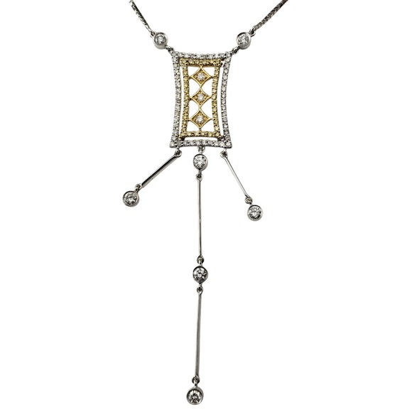 18K White and Yellow Gold and Diamond Art Deco Style Pendant Necklace #20647 - Picture 1 of 8